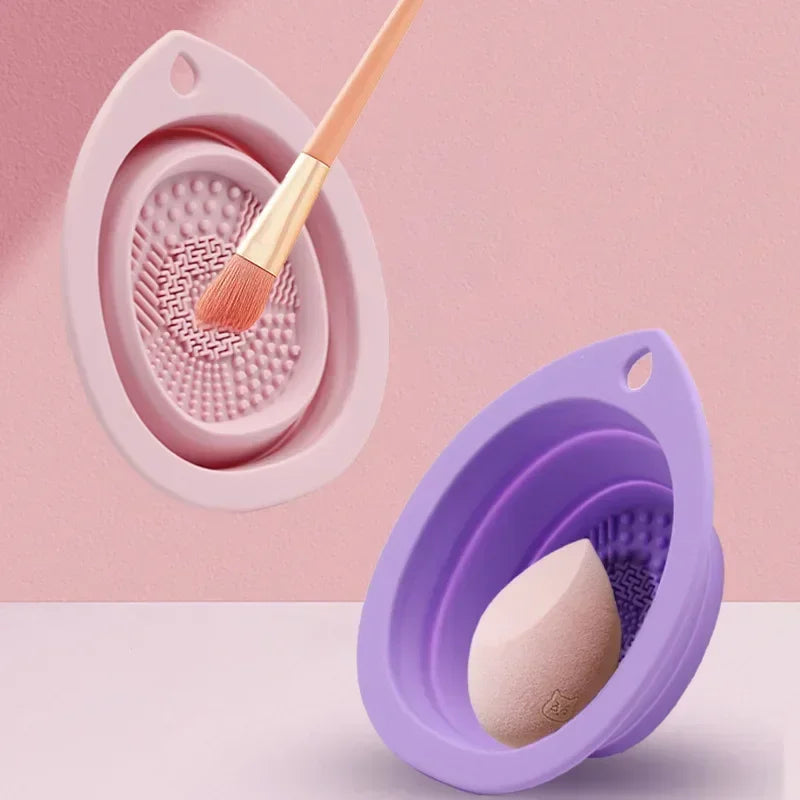 Silicone Makeup Brush Cleaner – Folding Scrubber Bowl & Soft Washing Mat - Manifest BeautyCare 