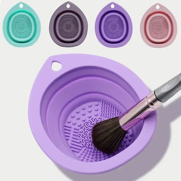 Silicone Makeup Brush Cleaner – Folding Scrubber Bowl & Soft Washing Mat - Manifest BeautyCare 