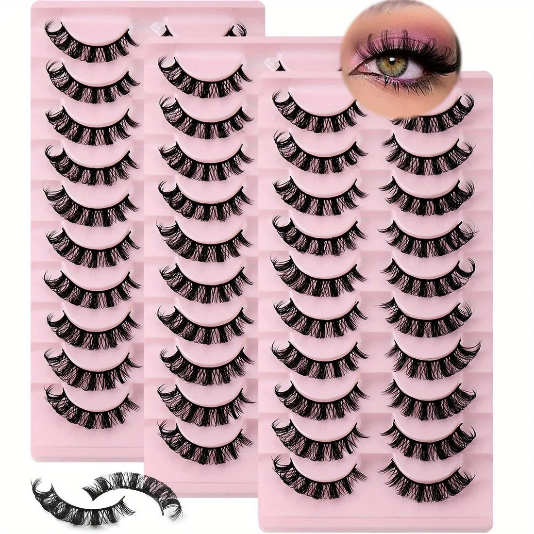 30 Pairs Russian D Curl Strip Lashes – Fluffy, Wispy & Natural Look - Manifest BeautyCare 