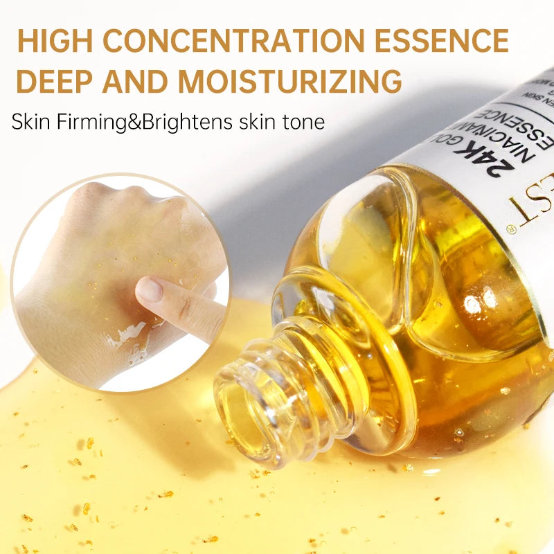 24K Gold Niacinamide Serum – Hyaluronic Acid & Collagen Anti-Aging Essence - Manifest BeautyCare 