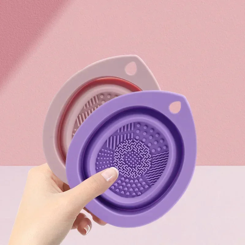 Silicone Makeup Brush Cleaner – Folding Scrubber Bowl & Soft Washing Mat - Manifest BeautyCare 