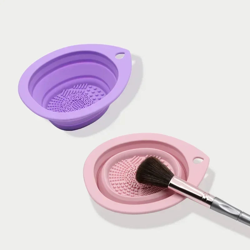 Silicone Makeup Brush Cleaner – Folding Scrubber Bowl & Soft Washing Mat - Manifest BeautyCare 